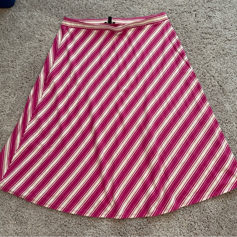 Striped Pink and White A-Line Skirt